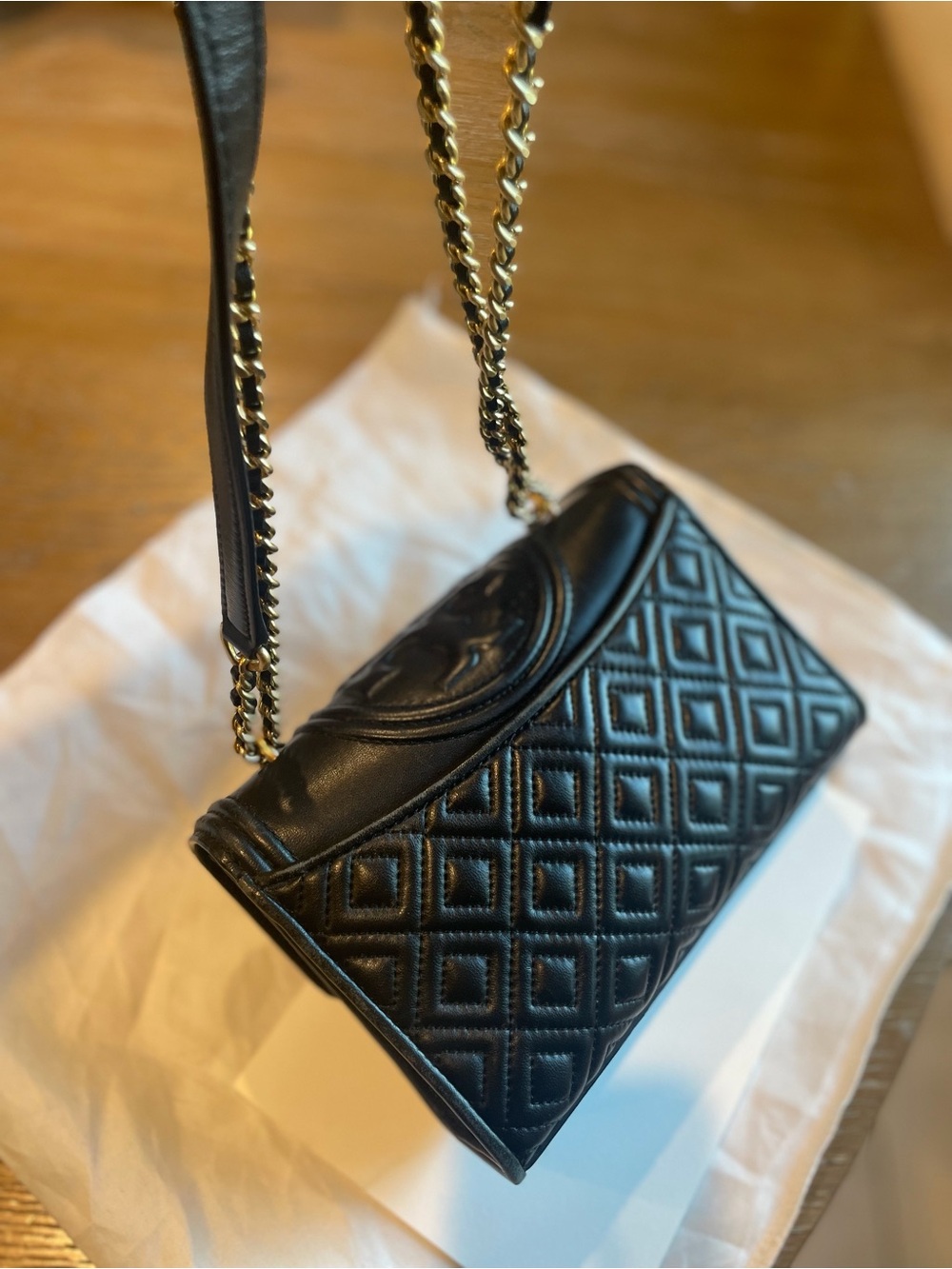 Tory Burch Black Leather Quilted Mini Shoulder Bag with Gold Hardware - Picture 5 of 8